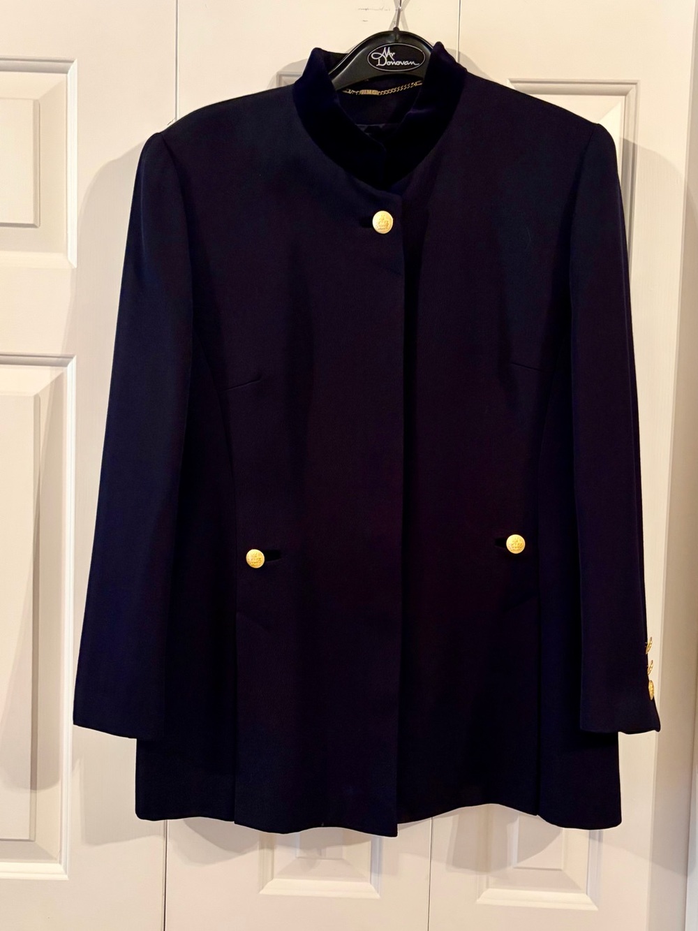 Huck Mode Collection Navy Long Tailored Jacket and skirt with Gold Buttons